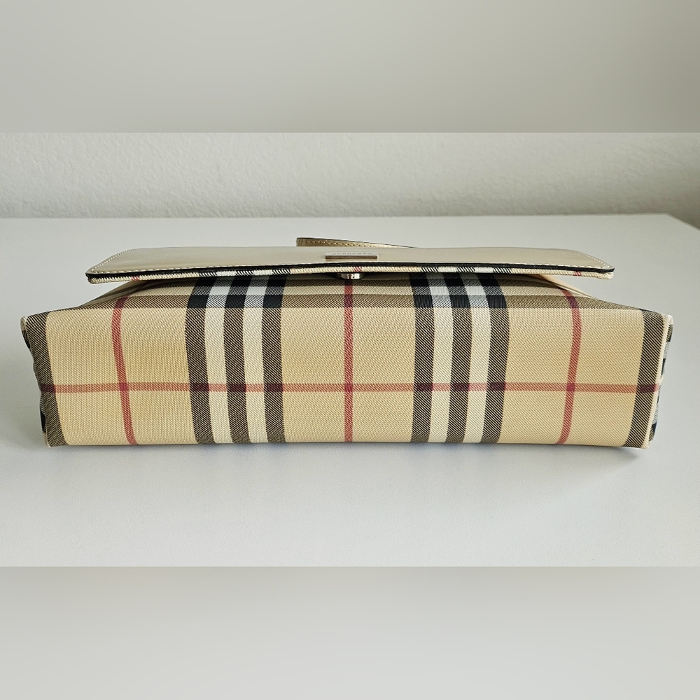 Burberry London Beige Leather & Coated Canvas Novacheck Shoulder Bag - Picture 5 of 13
